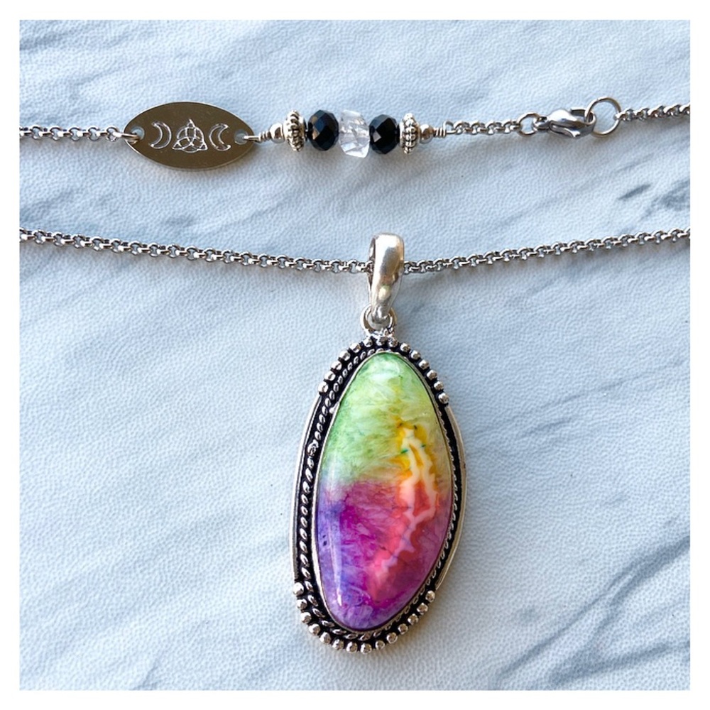 SOLD IN A BUNDLE . Sterling silver rainbow solar - Picture 1 of 8